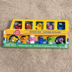 Sesame Street School Bus Figure Set - Yellow and Blue